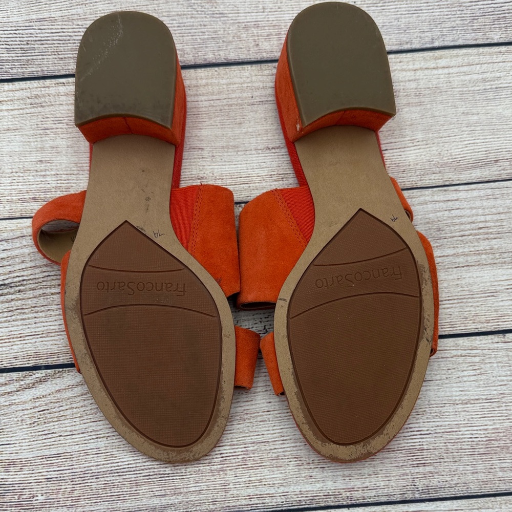 Franco Sarto Women's Orange Suede Mules - Picture 4 of 7